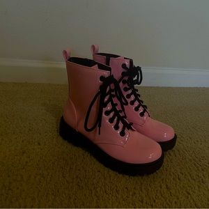Pink Lace Up Boots Size 8